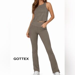 Gottex Womens Athleisure Wear Size XL Beige Top Pants Compression Gym Wear NWT